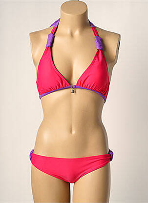 Maillot de bain 2 pièces stretch haut triangles rose LITTLE MARCEL femme