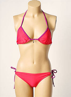 Maillot de bain 2 pièces stretch haut triangles rose LITTLE MARCEL femme