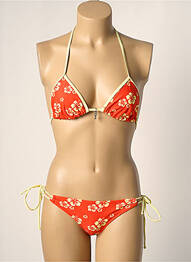 Maillot de bain 2 pièces stretch haut triangles orange LITTLE MARCEL femme