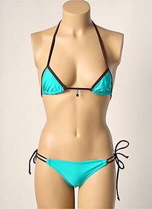 Maillot de bain 2 pièces stretch haut triangles bleu LITTLE MARCEL femme