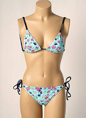 Maillot de bain 2 pièces stretch haut triangles bleu KIWI femme