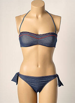 Maillot de bain 2 pièces stretch haut soutien-gorge moulé bleu BORABORA femme