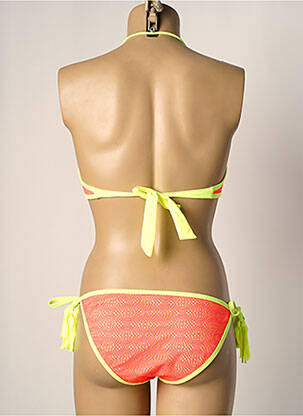 Maillot de bain 2 pièces fermeture liens à nouer haut soutien-gorge moulé orange DAG ADOM femme