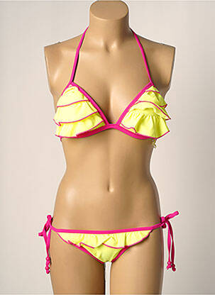 Maillot de bain 2 pièces stretch haut triangles jaune DAG ADOM femme