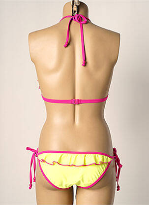 Maillot de bain 2 pièces stretch haut triangles jaune DAG ADOM femme