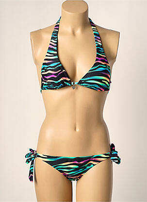Maillot de bain 2 pièces stretch haut soutien-gorge moulé vert FREEGUN femme