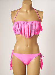 Maillot de bain 2 pièces stretch haut triangles rose DAG ADOM femme