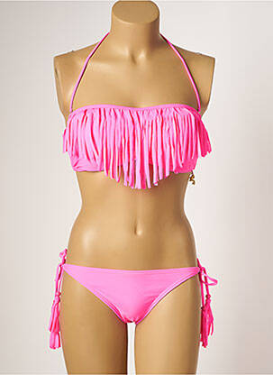 Maillot de bain 2 pièces stretch haut triangles rose DAG ADOM femme