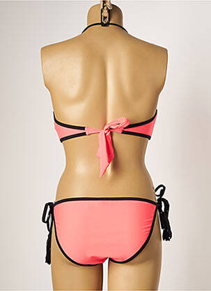 Maillot de bain 2 pièces fermeture liens à nouer haut soutien-gorge push-up rose DAG ADOM femme