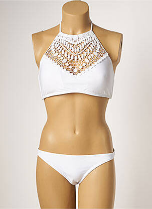 Maillot de bain 2 pièces stretch haut soutien-gorge moulé blanc DAG ADOM femme