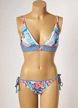 Maillot de bain 2 pièces stretch haut soutien-gorge moulé bleu PIHA femme
