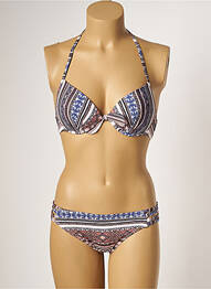 Maillot de bain 2 pièces stretch haut soutien-gorge moulé bleu PIHA femme