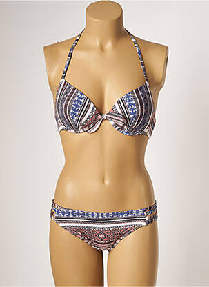 Maillot de bain 2 pièces stretch haut soutien-gorge moulé bleu PIHA femme