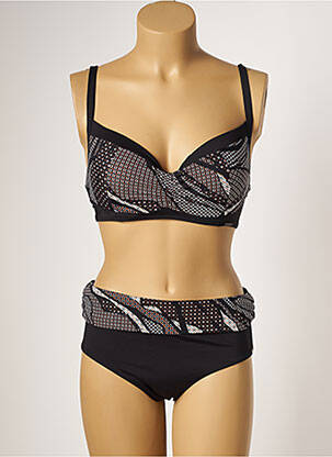 Maillot de bain 2 pièces stretch haut soutien-gorge moulé noir MOONTIDE femme