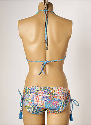 Maillot de bain 2 pièces stretch haut triangles bleu PIHA femme