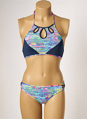 Maillot de bain 2 pièces stretch bleu SALÉE femme