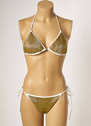 Maillot de bain 2 pièces fermeture liens à nouer haut triangles blanc BAHIA BEACH BAULE femme