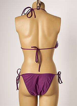 Maillot de bain 2 pièces fermeture liens à nouer haut triangles violet BAHIA BEACH BAULE femme