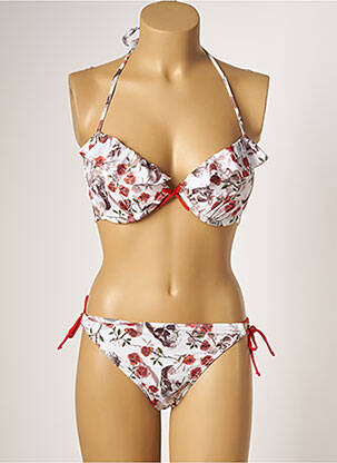 Maillot de bain 2 pièces stretch haut triangles rouge PRINCESS K femme