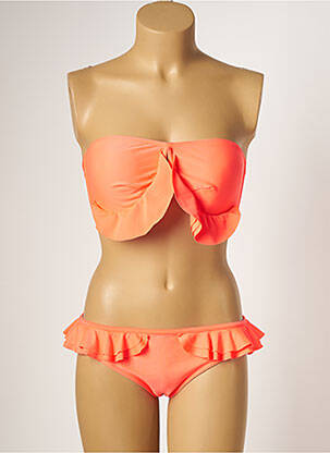 Maillot de bain 2 pièces stretch haut bandeau orange PRINCESS K femme