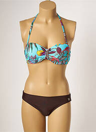 Maillot de bain 2 pièces stretch haut soutien-gorge push-up bleu PLATJA femme