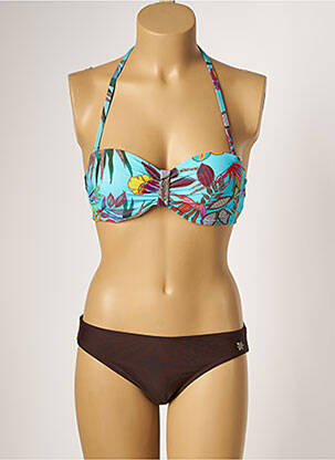 Maillot de bain 2 pièces stretch haut soutien-gorge push-up bleu PLATJA femme