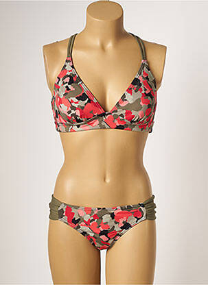 Maillot de bain 2 pièces stretch haut triangles vert PROTEST femme