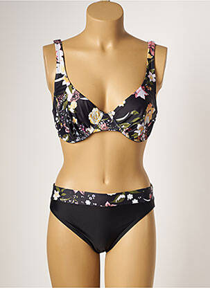 Maillot de bain 2 pièces stretch haut soutien-gorge emboitant noir LAGON BLEU femme