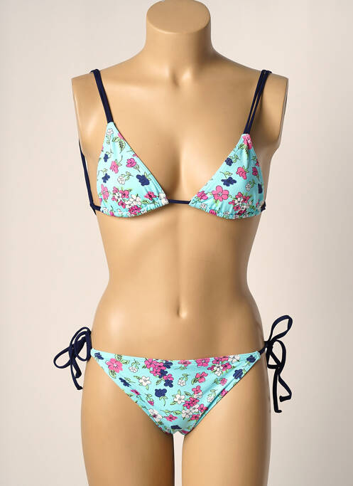 Maillot de bain 2 pièces stretch haut triangles bleu KIWI femme
