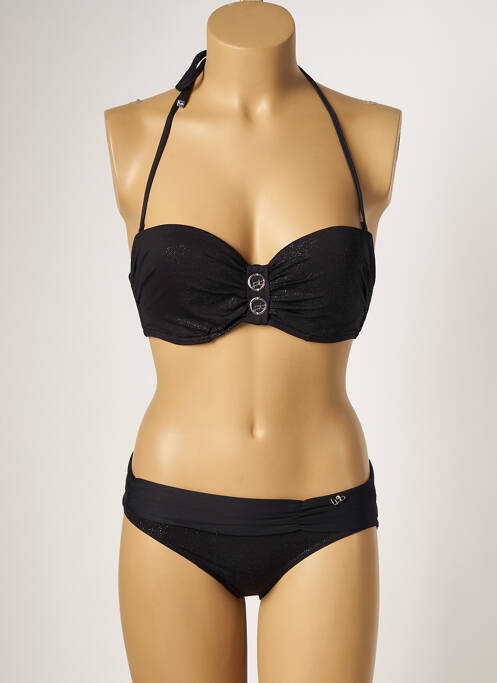 Maillot de bain 2 pièces stretch haut triangles noir LPB femme