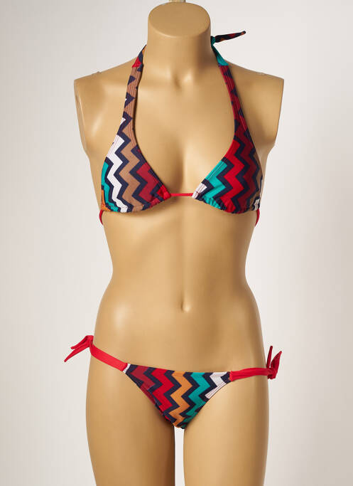 Maillot de bain 2 pièces stretch haut triangles rouge BAHIA BEACH BAULE femme