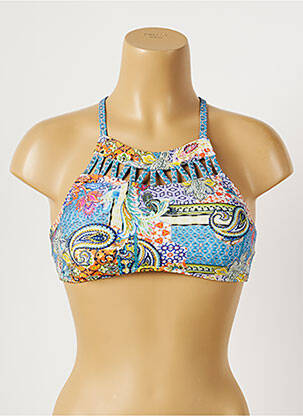 Haut de maillot de bain stretch haut soutien-gorge moulé bleu PIHA femme