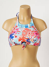 Haut de maillot de bain stretch haut soutien-gorge moulé bleu PIHA femme