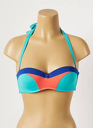 Haut de maillot de bain stretch haut soutien-gorge push-up bleu KIWI femme
