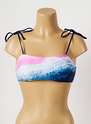 Haut de maillot de bain stretch haut soutien-gorge moulé bleu PIHA femme