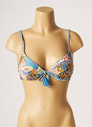 Haut de maillot de bain stretch haut soutien-gorge moulé bleu PIHA femme