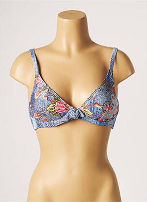 Haut de maillot de bain stretch haut soutien-gorge moulé bleu PIHA femme