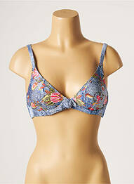 Haut de maillot de bain stretch haut soutien-gorge moulé bleu PIHA femme