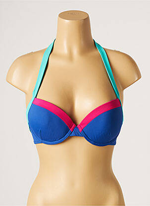 Haut de maillot de bain stretch haut soutien-gorge moulé bleu KIWI femme