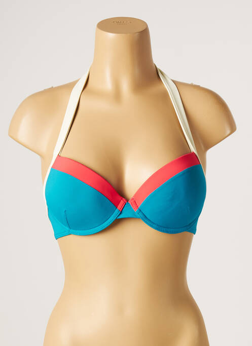 Haut de maillot de bain stretch haut soutien-gorge moulé bleu KIWI femme