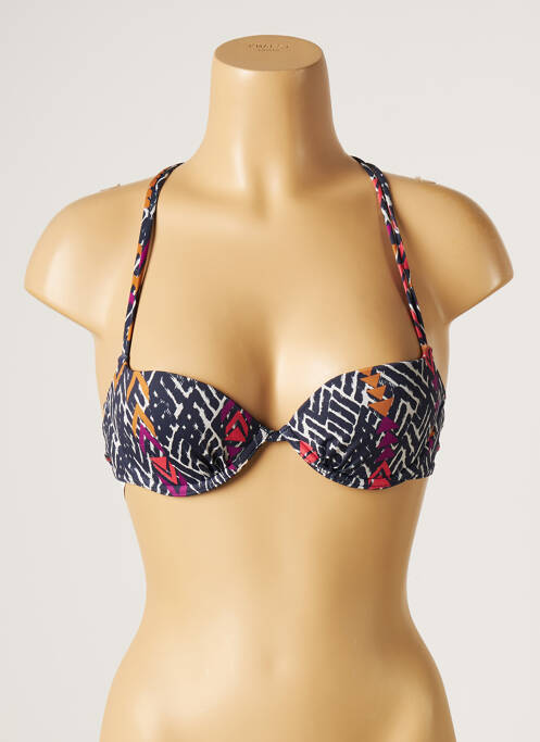 Haut de maillot de bain stretch haut soutien-gorge moulé bleu KIWI femme