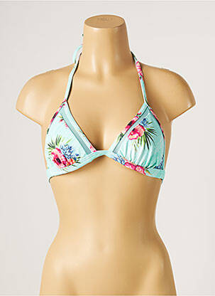 Haut de maillot de bain fermeture liens à nouer haut triangles bleu KIWI femme