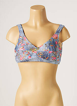 Haut de maillot de bain stretch haut soutien-gorge emboitant bleu PIHA femme