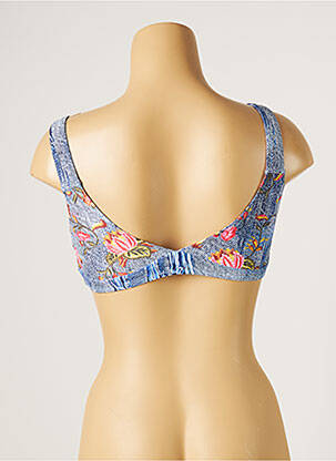 Haut de maillot de bain stretch haut soutien-gorge emboitant bleu PIHA femme