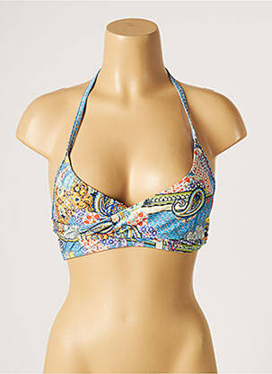 Haut de maillot de bain stretch haut soutien-gorge moulé bleu PIHA femme