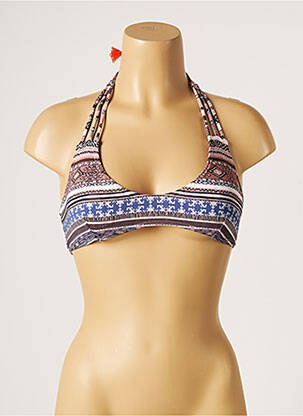 Haut de maillot de bain stretch haut soutien-gorge moulé bleu PIHA femme