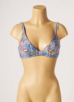 Haut de maillot de bain stretch haut soutien-gorge moulé bleu PIHA femme