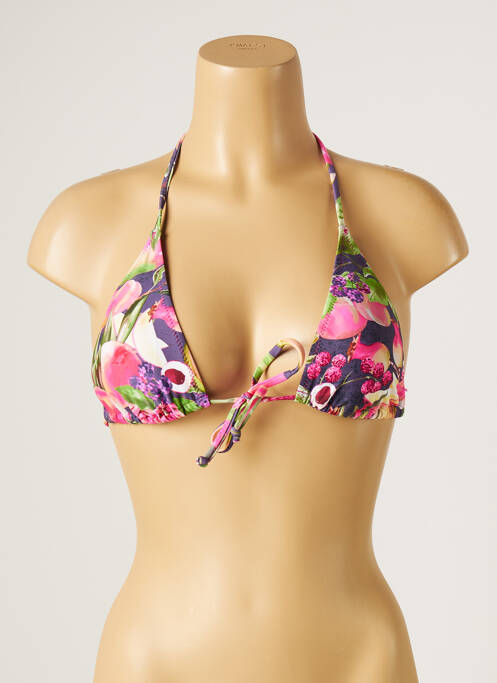 Haut de maillot de bain stretch haut triangles rose YSABEL MORA femme