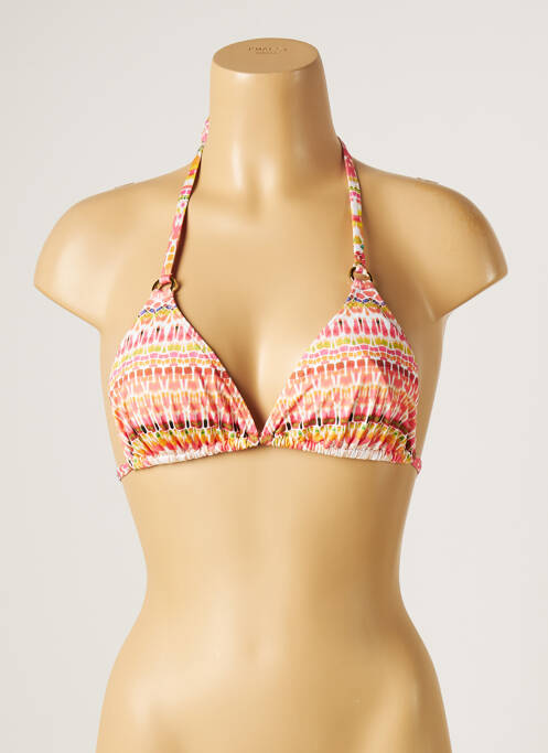 Haut de maillot de bain fermeture liens à nouer haut triangles orange KIWI femme