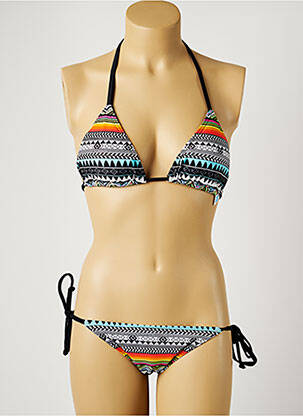 Maillot de bain 2 pièces stretch haut soutien-gorge moulé noir LAGON BLEU femme
